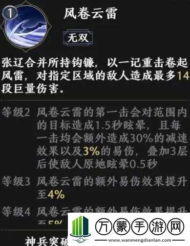 刀锋无双张辽属性技能全解析