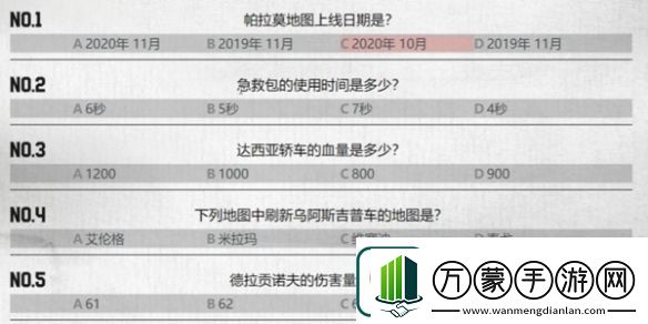 2024年绝地求生重返故地答题答案